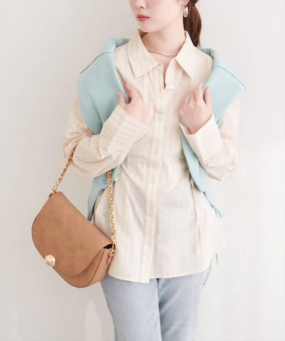 サイドリボンストライプシャツ