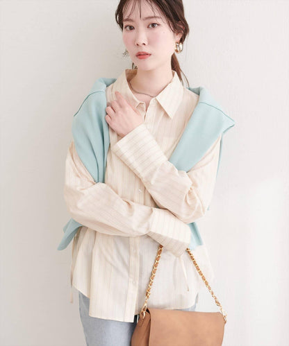 サイドリボンストライプシャツ