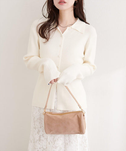 くるみ釦リブニット