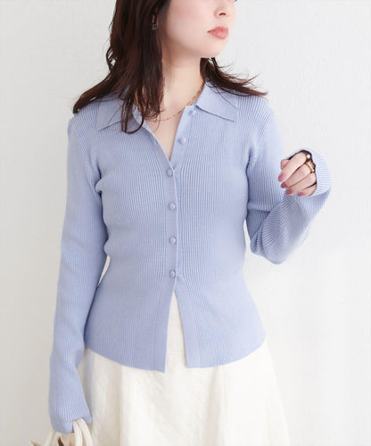 くるみ釦リブニット