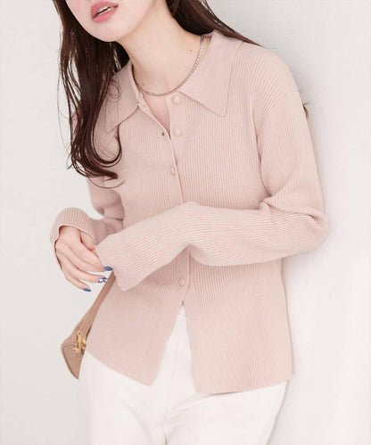 くるみ釦リブニット