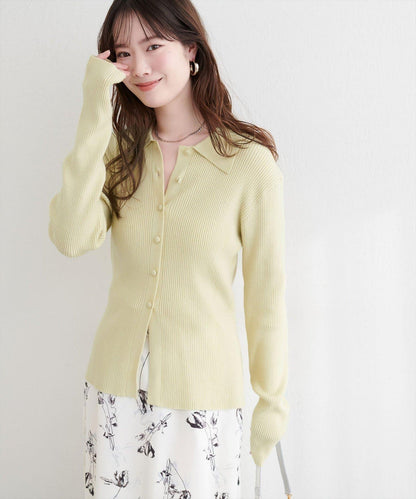 くるみ釦リブニット