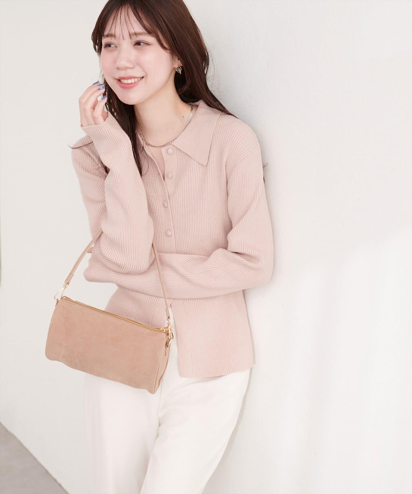 くるみ釦リブニット