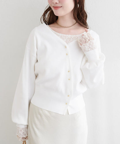 アシメデザイン釦カーデ