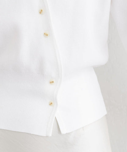 アシメデザイン釦カーデ