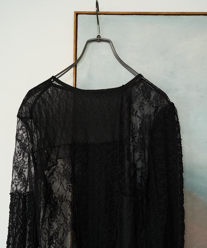 レースパッチワークロングスリーブトップス【限定展開】