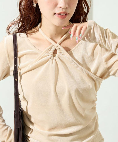 シアーフロッキーホルターネックレイヤード風ロンTEE【限定展開】