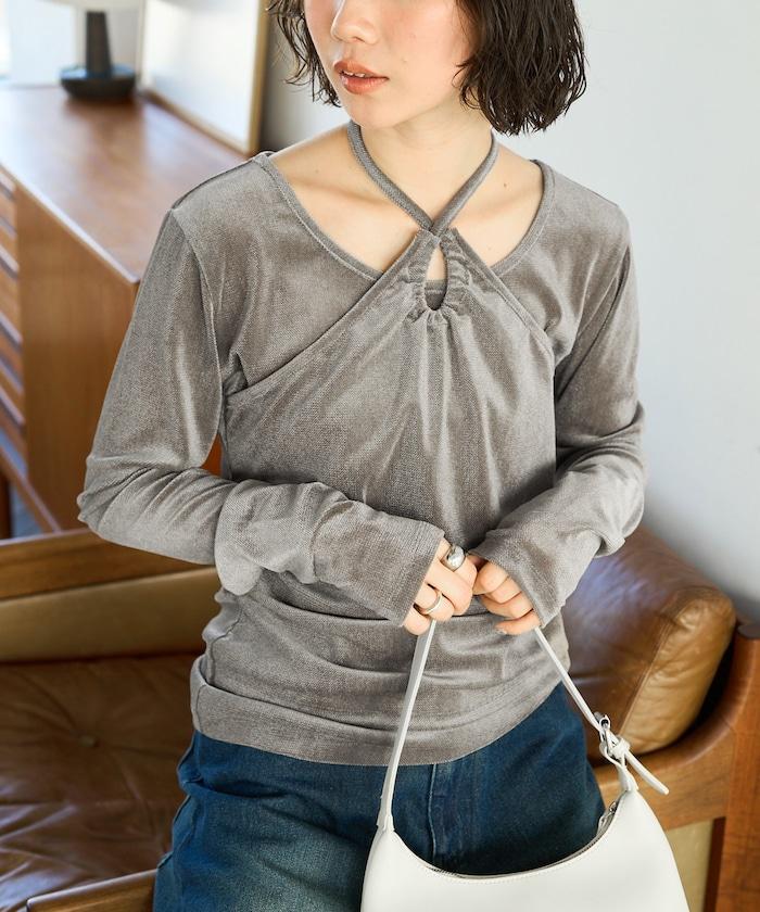 シアーフロッキーホルターネックレイヤード風ロンTEE【限定展開】