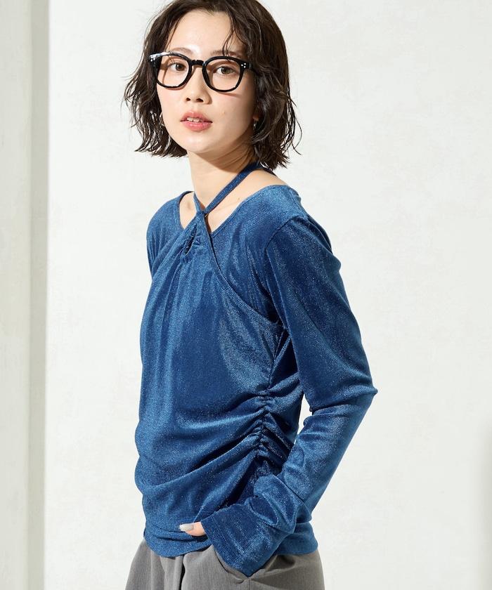 シアーフロッキーホルターネックレイヤード風ロンTEE【限定展開】