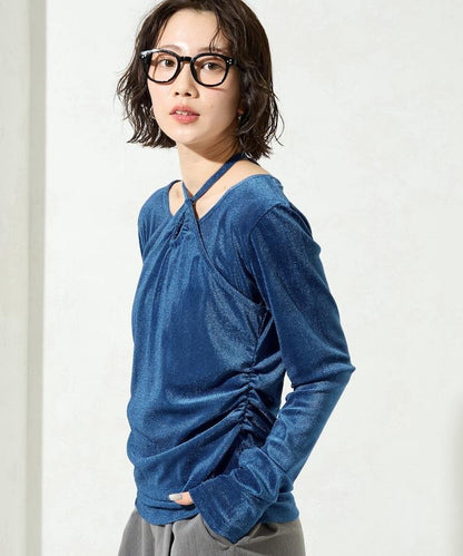 シアーフロッキーホルターネックレイヤード風ロンTEE【限定展開】