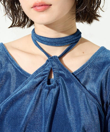 シアーフロッキーホルターネックレイヤード風ロンTEE【限定展開】