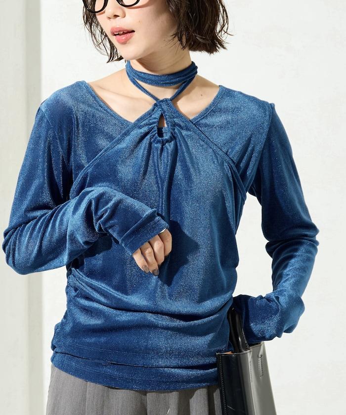 シアーフロッキーホルターネックレイヤード風ロンTEE【限定展開】