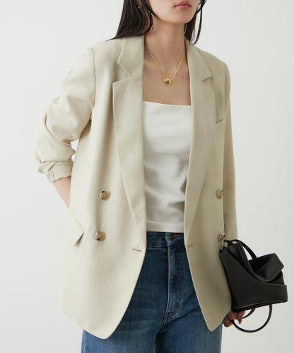 亞麻風合成面料夾克