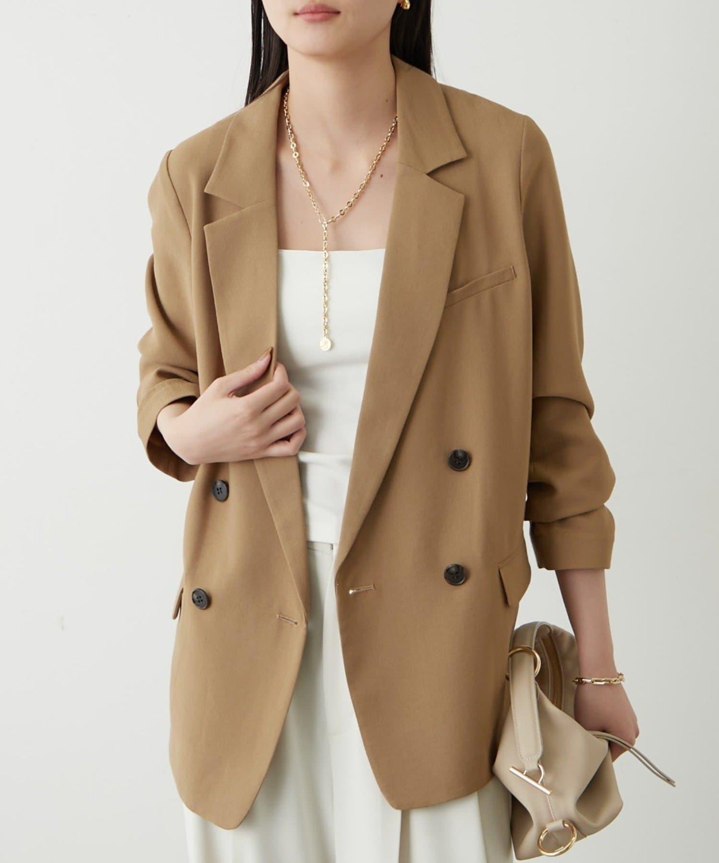 亞麻風合成面料夾克