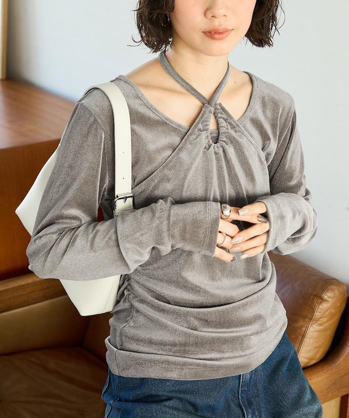 シアーフロッキーホルターネックレイヤード風ロンTEE【限定展開】
