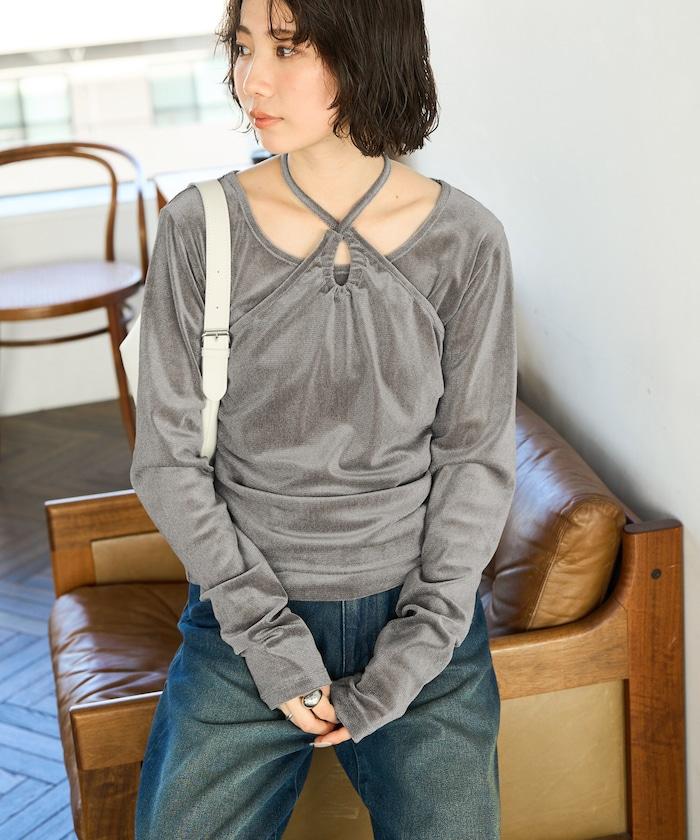 シアーフロッキーホルターネックレイヤード風ロンTEE【限定展開】