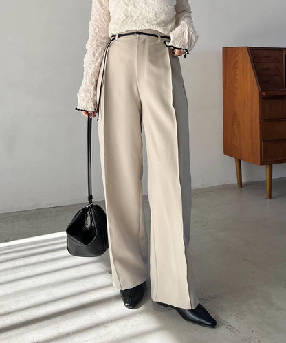 小個子尺碼 弧形褶皺繫帶 褲子