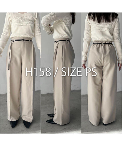 小個子尺碼 弧形褶皺繫帶 褲子