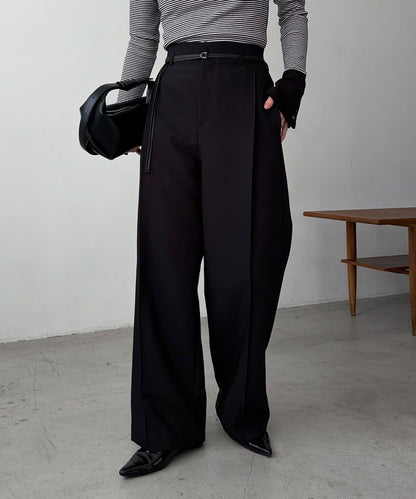 小個子尺碼 弧形褶皺繫帶 褲子