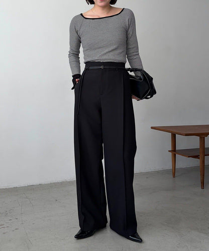 小個子尺碼 弧形褶皺繫帶 褲子