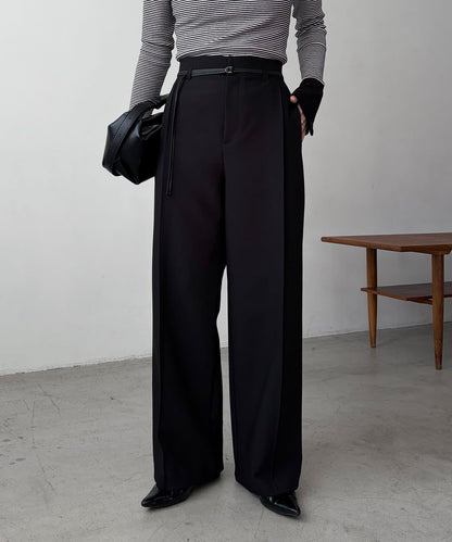 小個子尺碼 弧形褶皺繫帶 褲子