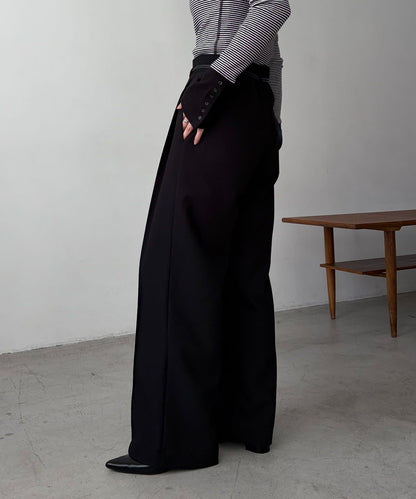 小個子尺碼 弧形褶皺繫帶 褲子