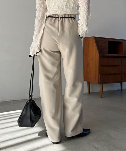 小個子尺碼 弧形褶皺繫帶 褲子