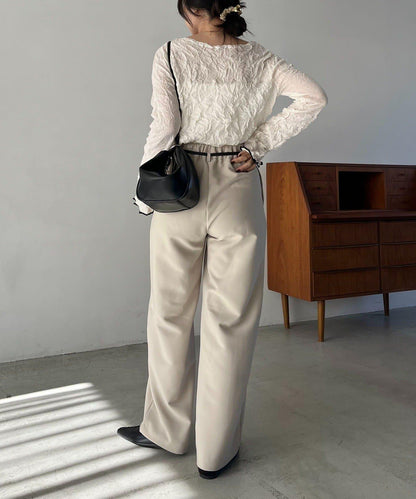 小個子尺碼 弧形褶皺繫帶 褲子