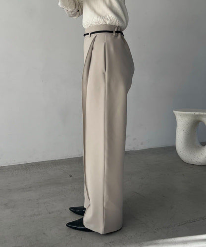 小個子尺碼 弧形褶皺繫帶 褲子