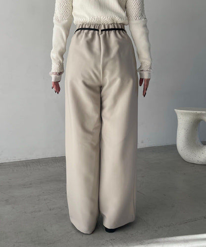 小個子尺碼 弧形褶皺繫帶 褲子