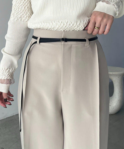 小個子尺碼 弧形褶皺繫帶 褲子