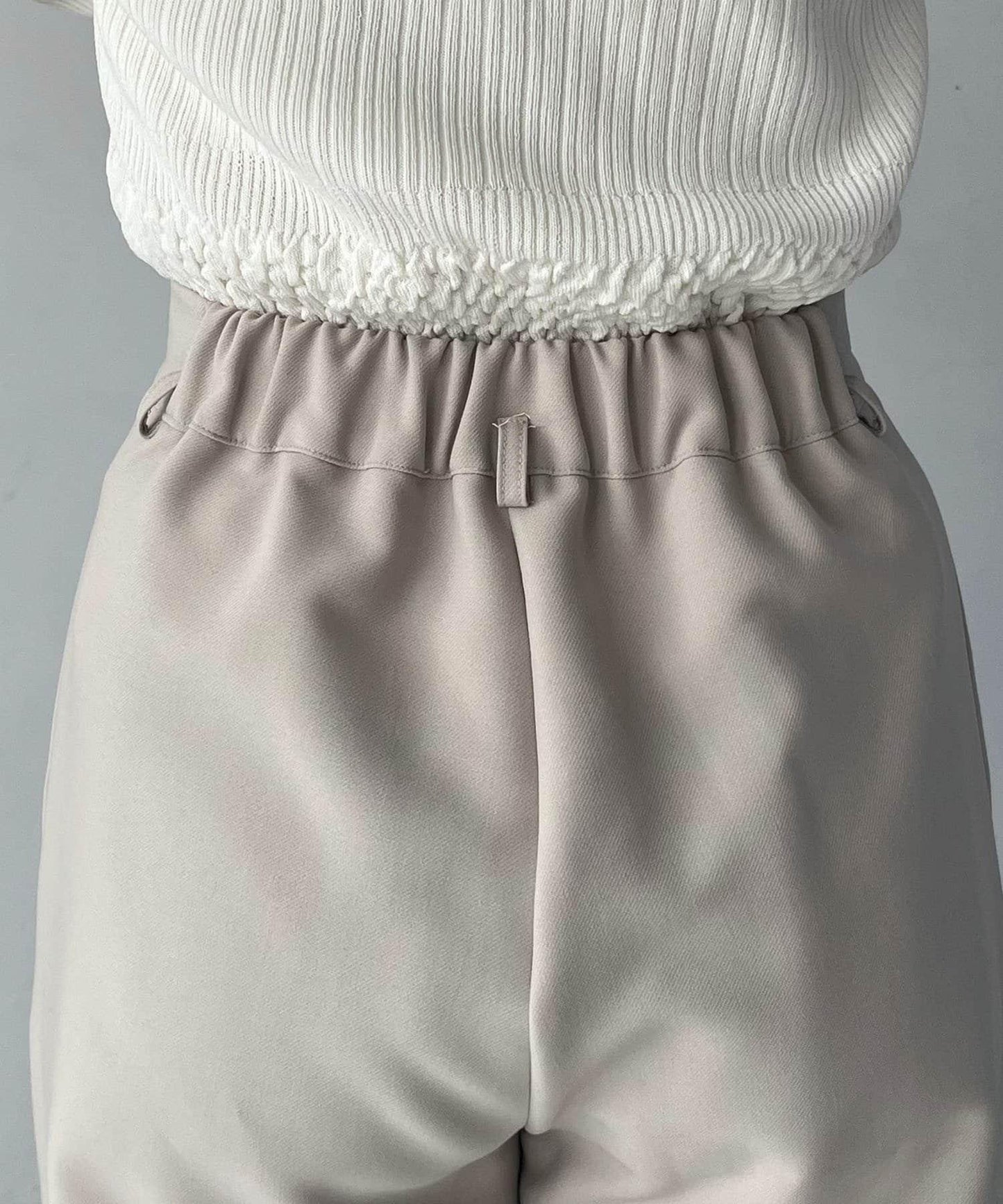 小個子尺碼 弧形褶皺繫帶 褲子