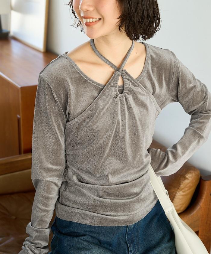 シアーフロッキーホルターネックレイヤード風ロンTEE【限定展開】