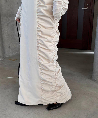 抽褶設計吊帶連衣裙