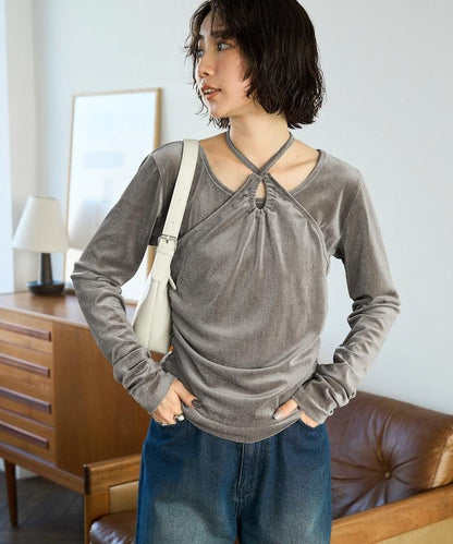 シアーフロッキーホルターネックレイヤード風ロンTEE【限定展開】