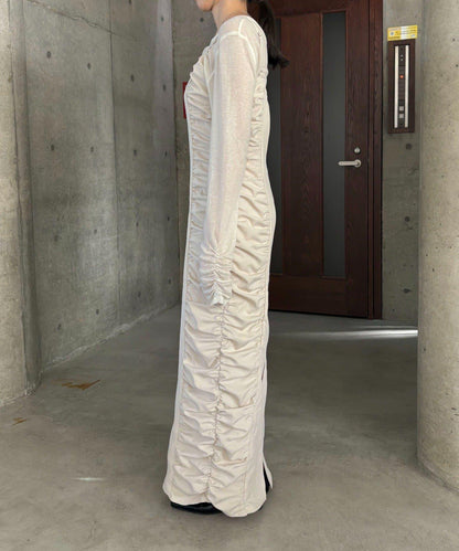 抽褶設計吊帶連衣裙