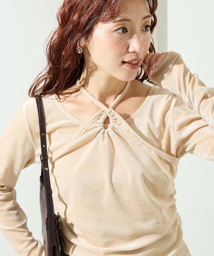 シアーフロッキーホルターネックレイヤード風ロンTEE【限定展開】