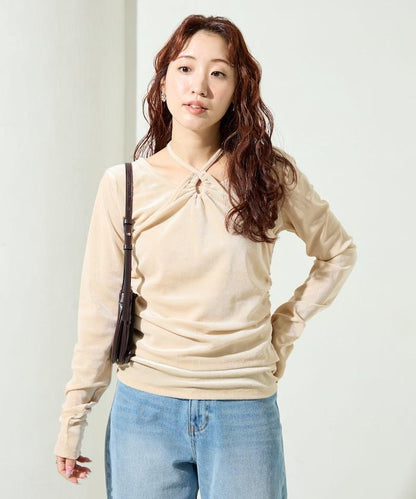 シアーフロッキーホルターネックレイヤード風ロンTEE【限定展開】