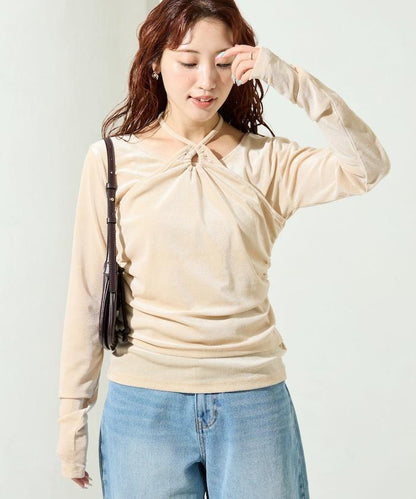 シアーフロッキーホルターネックレイヤード風ロンTEE【限定展開】