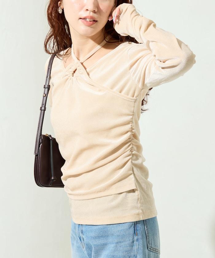 シアーフロッキーホルターネックレイヤード風ロンTEE【限定展開】