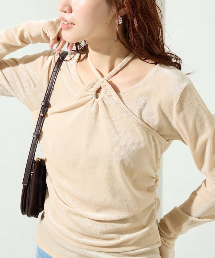 シアーフロッキーホルターネックレイヤード風ロンTEE【限定展開】