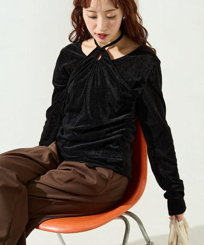 シアーフロッキーホルターネックレイヤード風ロンTEE【限定展開】