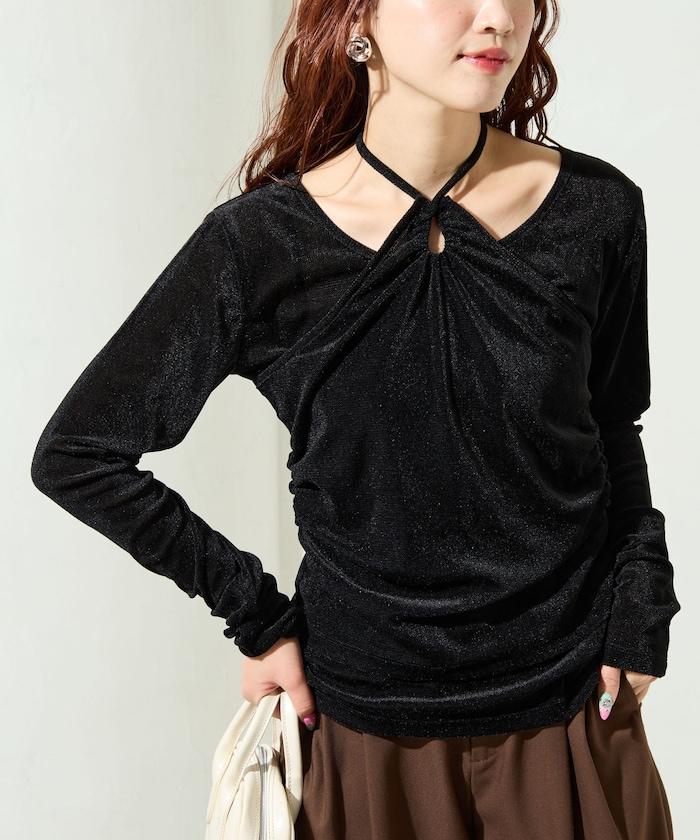シアーフロッキーホルターネックレイヤード風ロンTEE【限定展開】