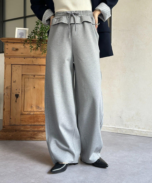 腰部荷葉邊 弧形版型 褲子