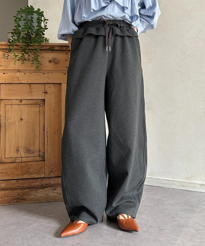 腰部荷葉邊 弧形版型 褲子