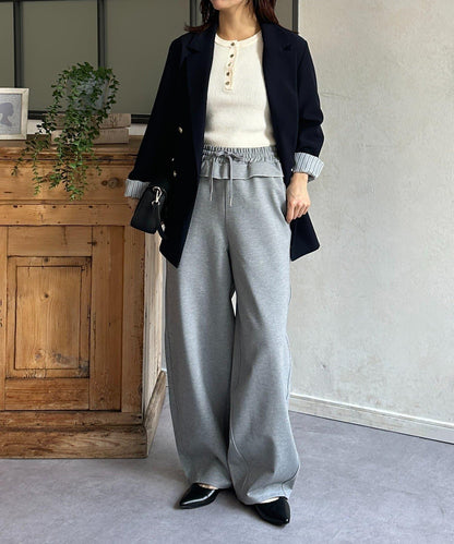 腰部荷葉邊 弧形版型 褲子