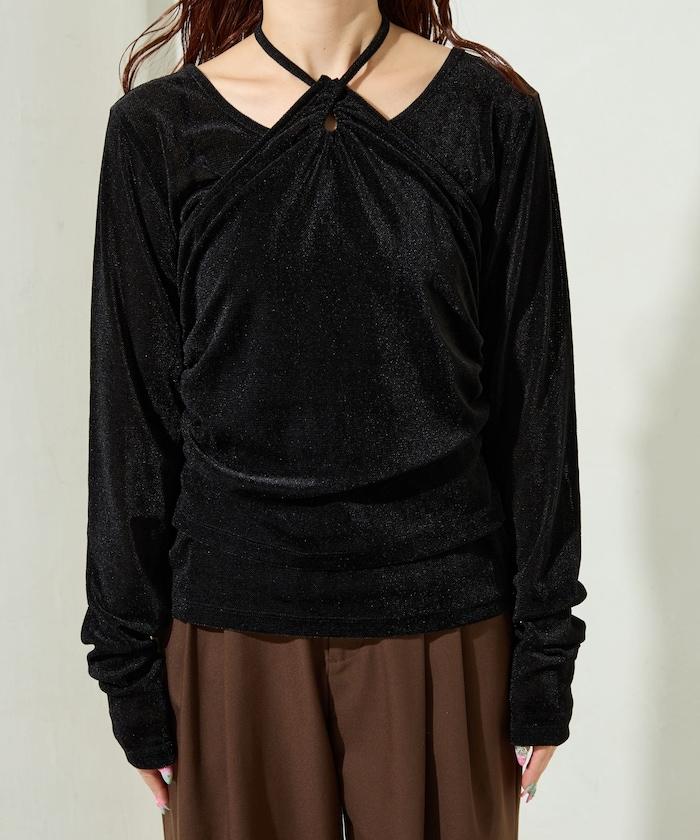 シアーフロッキーホルターネックレイヤード風ロンTEE【限定展開】