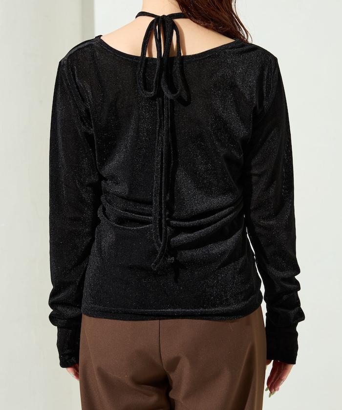 シアーフロッキーホルターネックレイヤード風ロンTEE【限定展開】