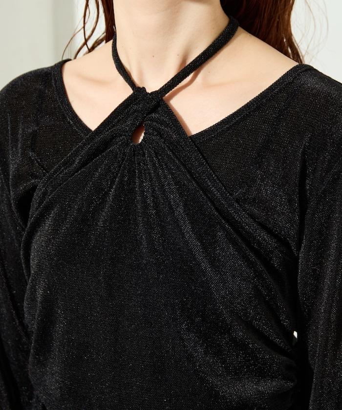 シアーフロッキーホルターネックレイヤード風ロンTEE【限定展開】