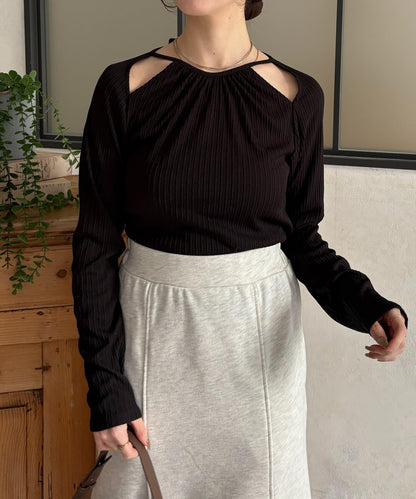 變形掛脖羅紋套頭上衣